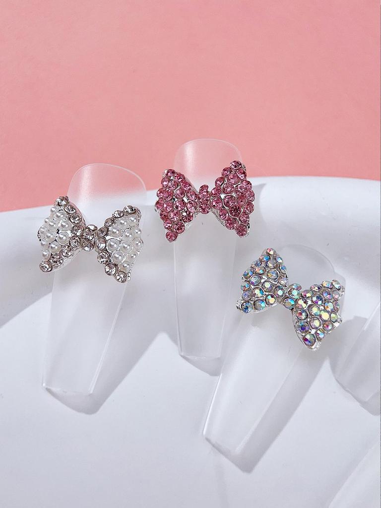 12pcs Glitter Bow Nail Art Decoration Supplies - Nail Art Jewelry Women's Nail Art Decoration Supplies Show the Charm of Women's Nail Art