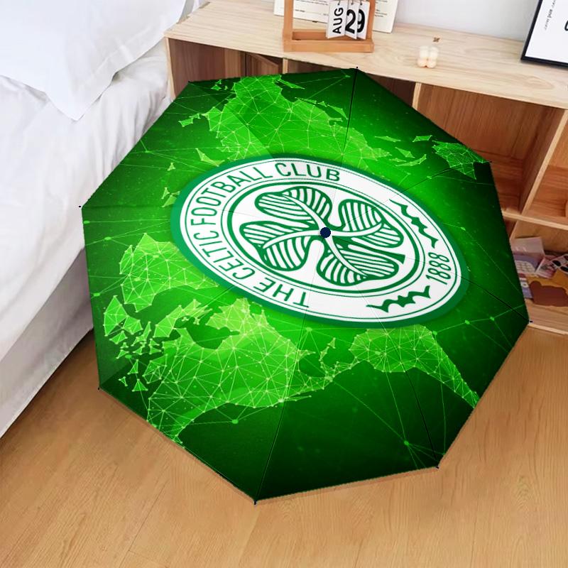 1PC Celtic Football Club Crest Printed Umbrella Folding umbrella, automatic umbrella 8-Frame for Travel, camping Fan gifts Christmas Gifts