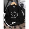 Kids Sweatshirt Crewneck Sweatshirt - Cat Face with Closed Eyes And Meow Text Machine Washable, Spring And Autumn