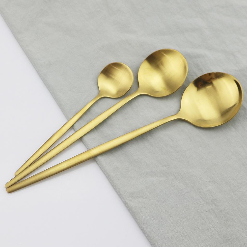 30Pcs Matte Gold Cutlery Set Stainless Steel Dinnerware Knife Dessert Fork Spoon Dinner Silverware Kitchen Party Tableware Set