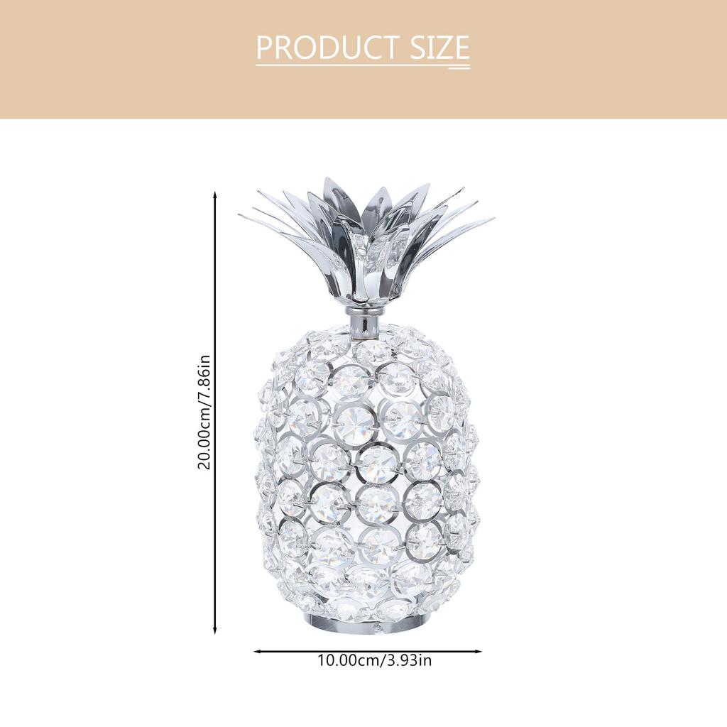 Crystal Pineapple Ornament Home Decor Living Room Office Tabletop Pineapple Figurine Silver Metal Novel Decor Party Supplies