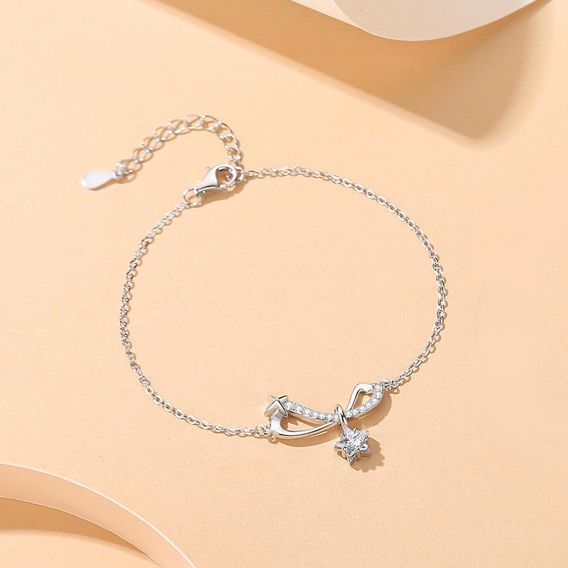 Stjerneelv Armbånd Dame Rent Sølv Unikt Design Følelse Sløyfe Stjerne Armbånd Julegave