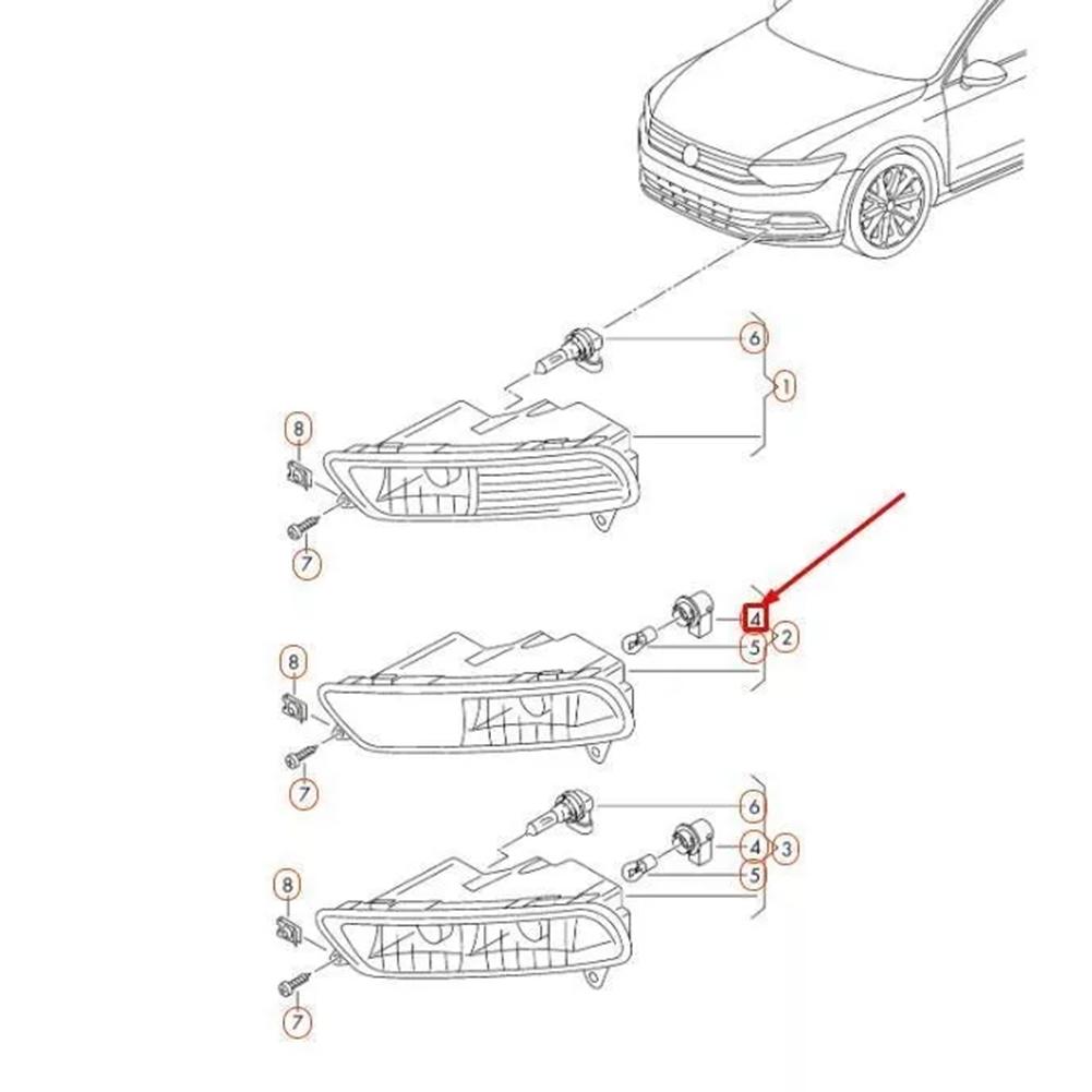 Bulb Socket Lamp Holder Car Front Daytime Light Bulb Socket For PASSAT For B8 For POLO 6C0941669 Accessories