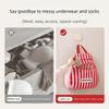 Breathable Mesh Hanging Socks Storage Bag 2 Layer with Handle Portable Clothing Pouch Reusable Stripe Prints Mesh Laundry Bags