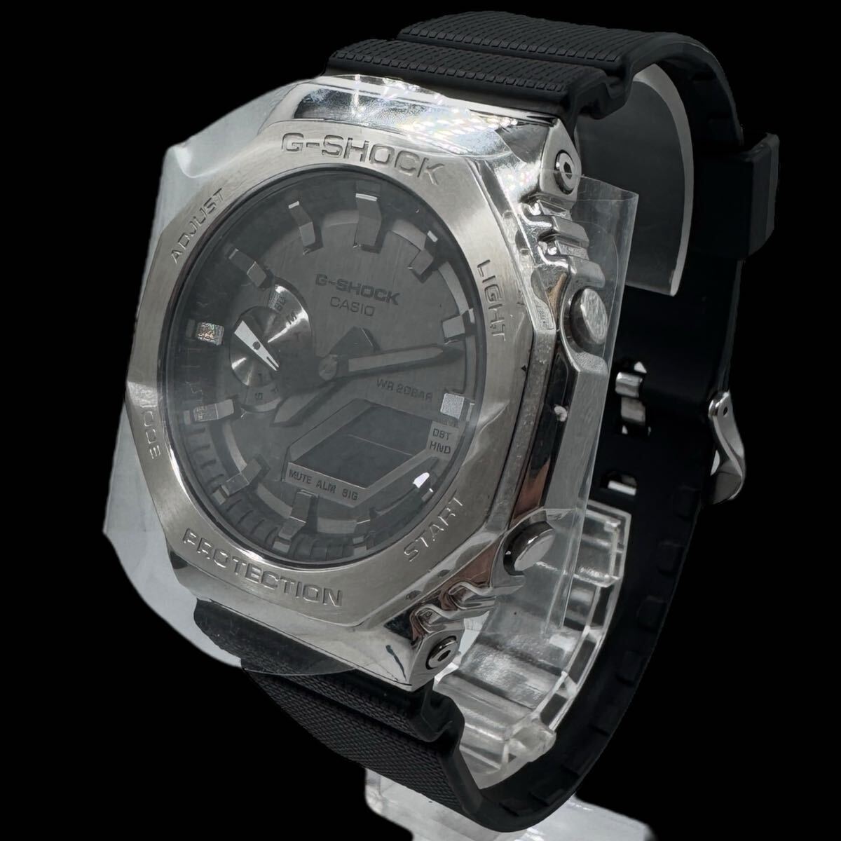[Б/У] CASIO G-SHOCK GM-2100 Серебристо-Черный Кварцевые Мужские Часы Безель из Нержавеющей Стали Отличное Состояние