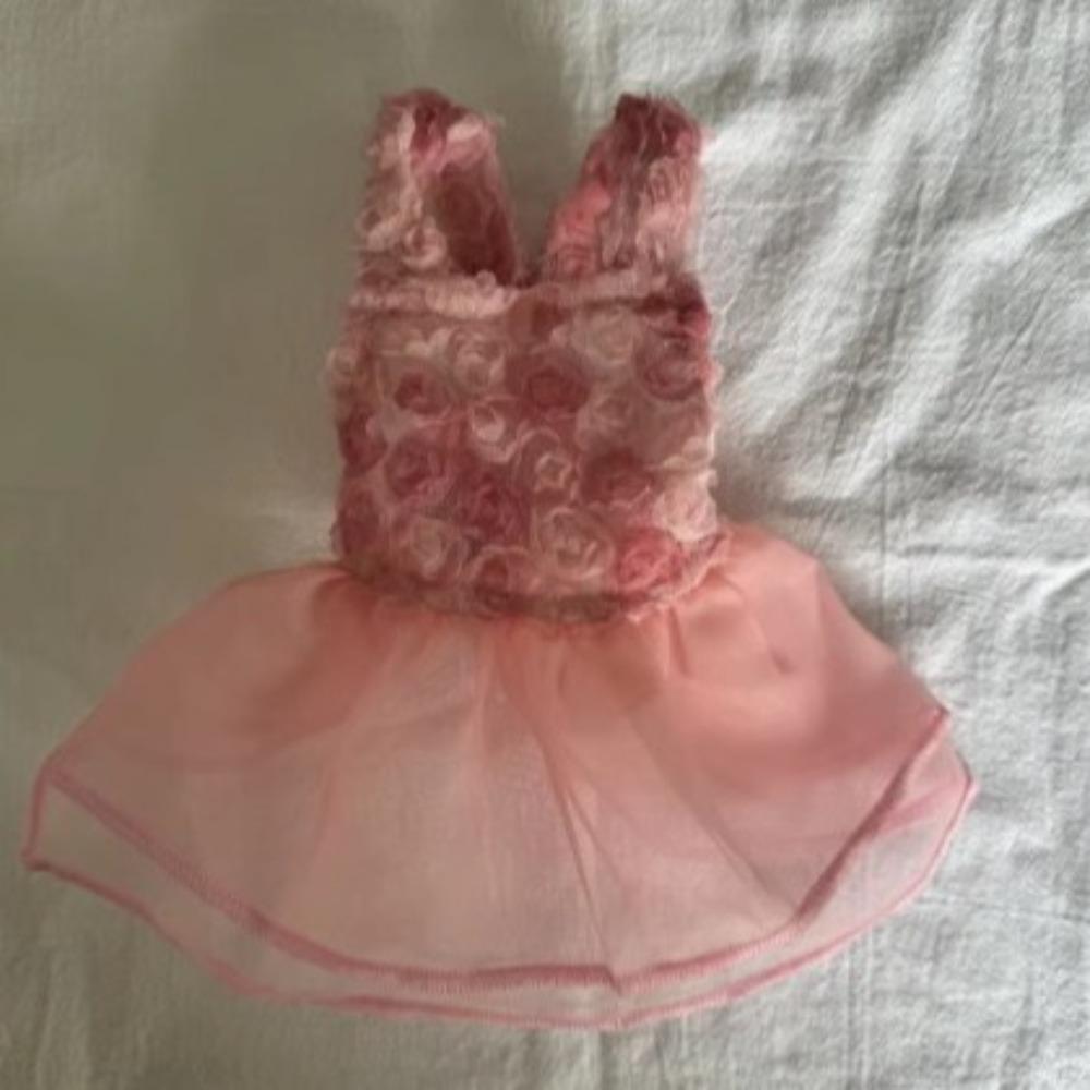 Rose Flowers Small Dog Dress Pink Puppy Pet Clothes Casual Cat Skirt  Wedding