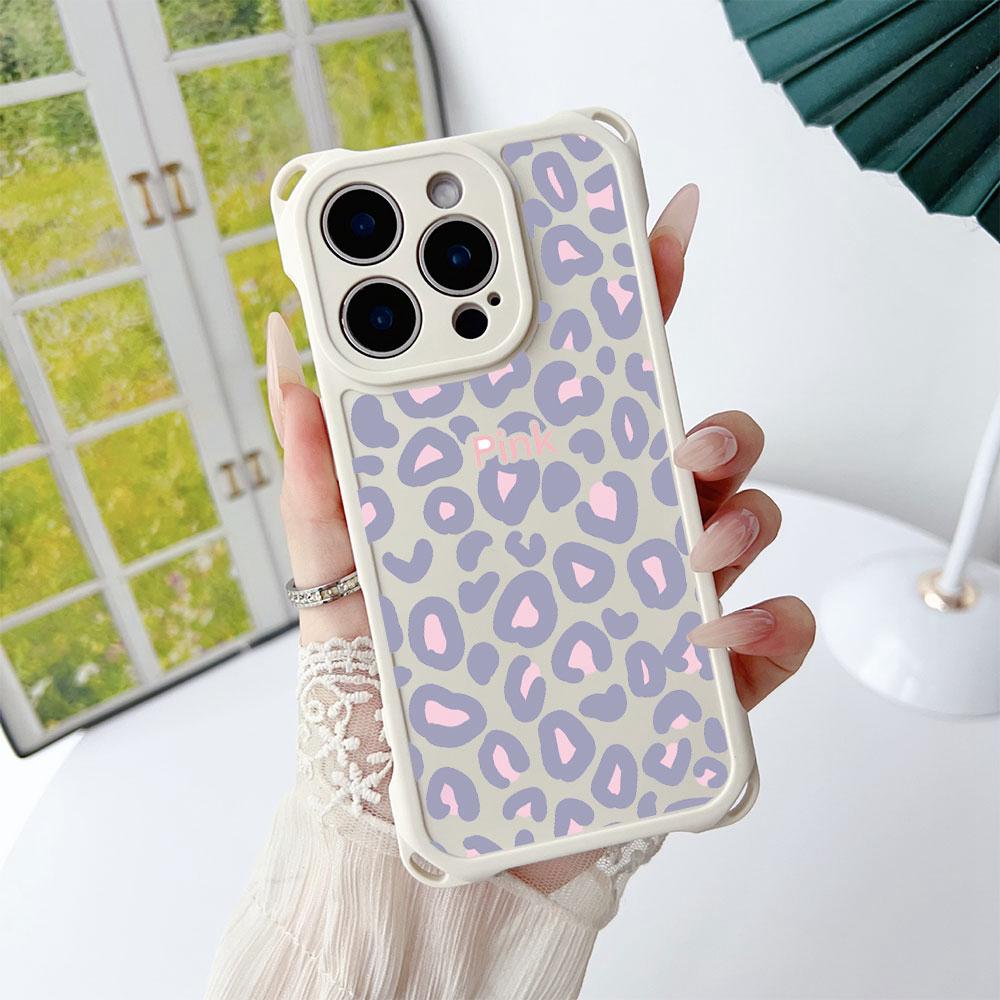 Retro Colorful Purple Leopard Women For Iphone 17 16 15 14 12 Phone Case Four Corner Anti Fall Protection Portable Hanging Rope