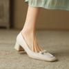 Fashion 2024 New Spring Women Shoes Square Toe Women Pumps Shallow Loafers Shoes for Women Butterfly-knot Retro Ladies Shoes High Heels