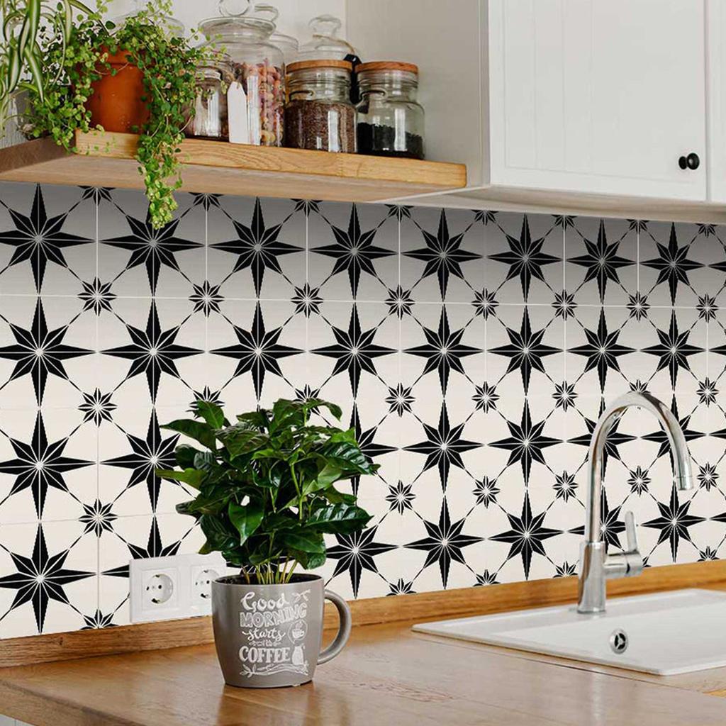 10pcs Bohemian Style Self-Adhesive Tile Wall Stickers,Waterproof Living Room Kitchen Bedroom Wall Decals, Vinyl Wall Stickers, Home Wall Decor