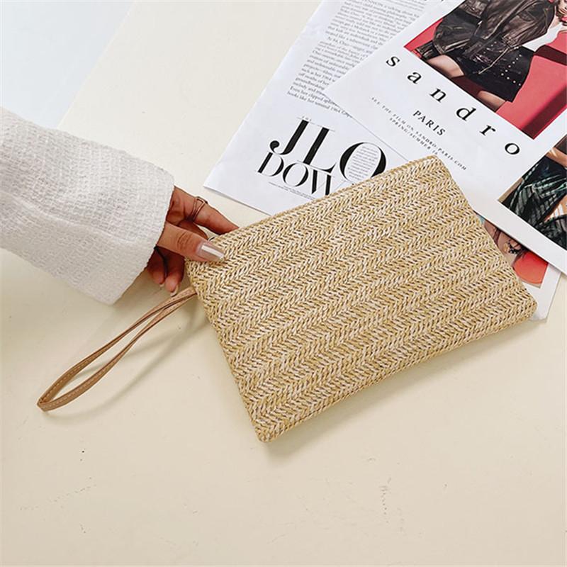 

Natural Straw Woven Clutch Bag for Women Purse Wallet with Zipper Closure, Perfect for Parties, Festivals, Gift, Everyday Use хакі