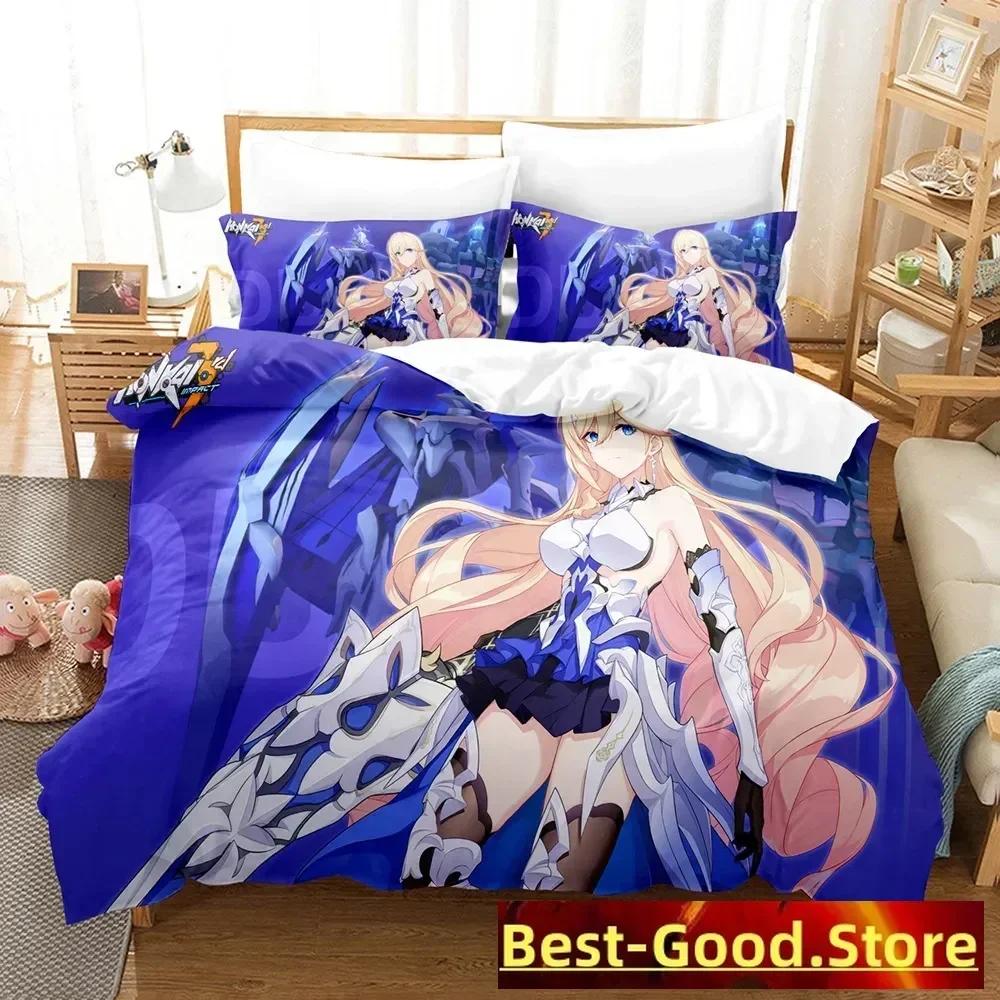 Honkai Impact 3 Bedding Set Printed Bed Set With Pillowcase Bed Duvet Cover Soft Single Double Queen Super King Size Bedroom