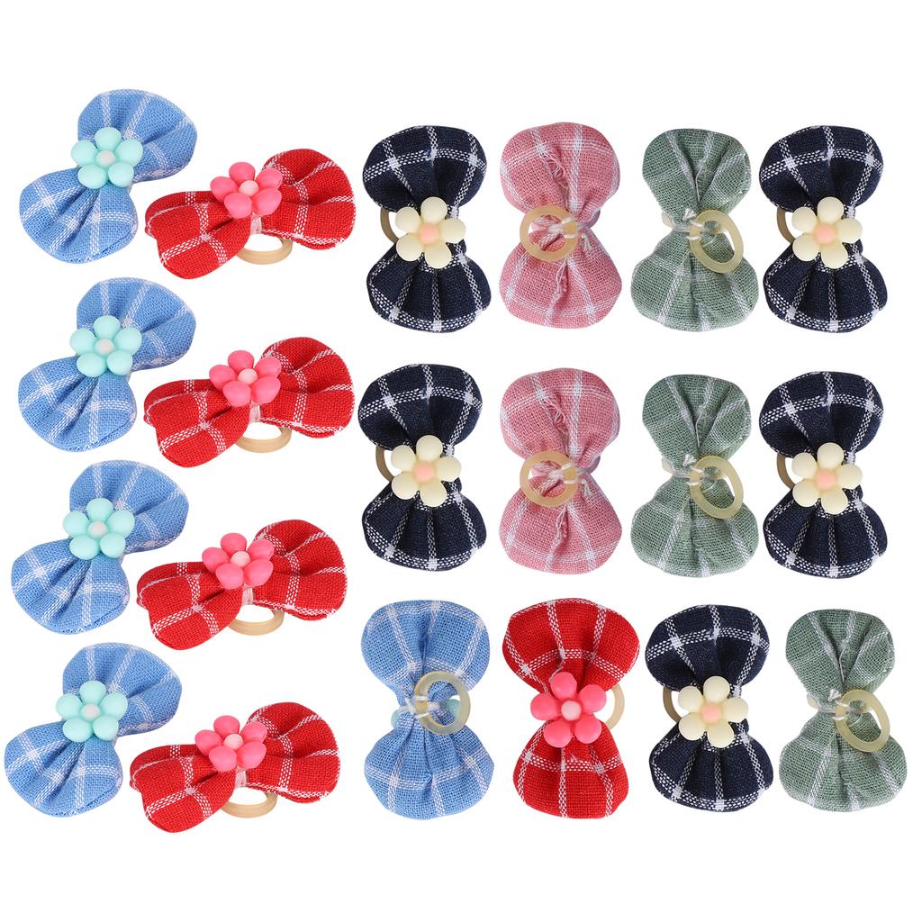 20PCS Polyester Pet Bowknot Elastic Cord Headwear Decoration Accessory for Cats Dogs
