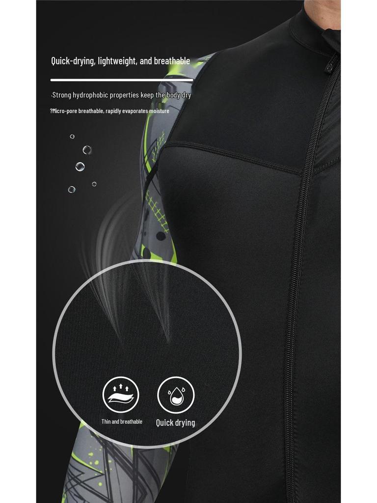 Men's Quick-Dry Lycra Wetsuit: Long Sleeve, Full Length, Sun Protection for Diving and Surfing
