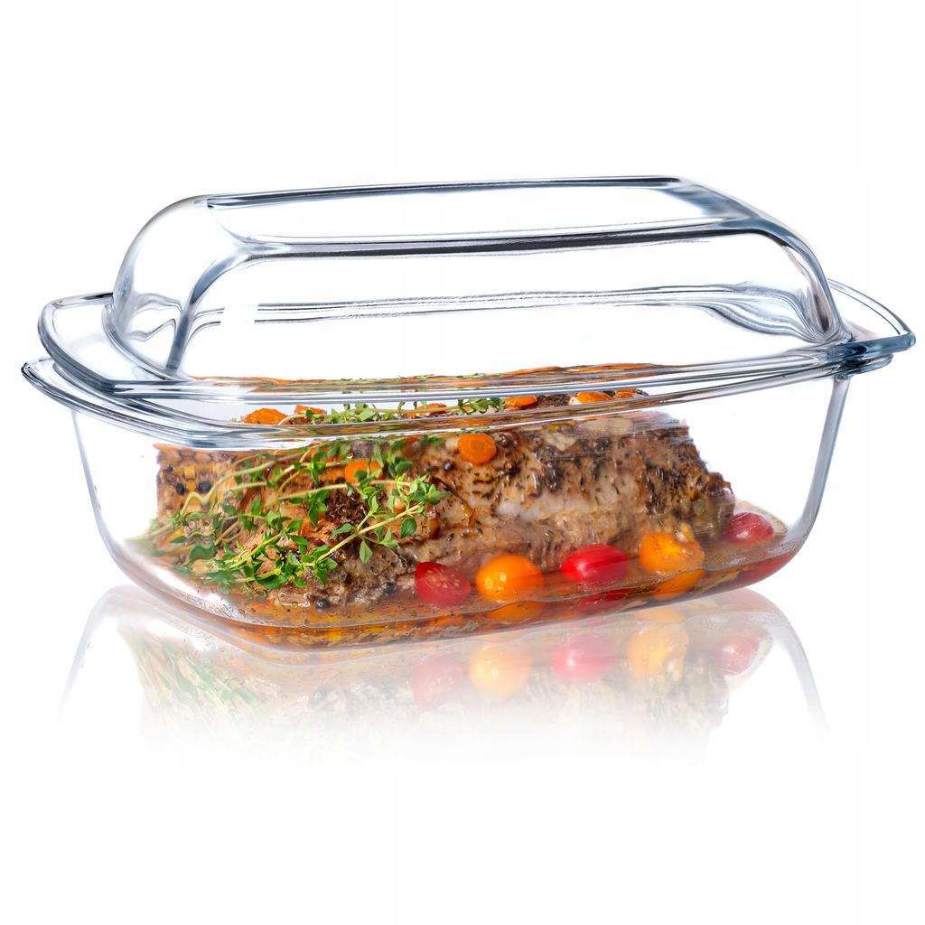 KADAX Hőálló edény fedővel sütéshez, sütéshez, téglalap alakú