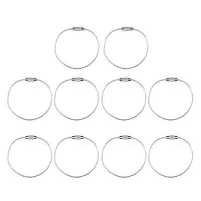 10 Pcs Stainless Steel Wire Keychains Luggage Label Loop Cables Key Rings Loop