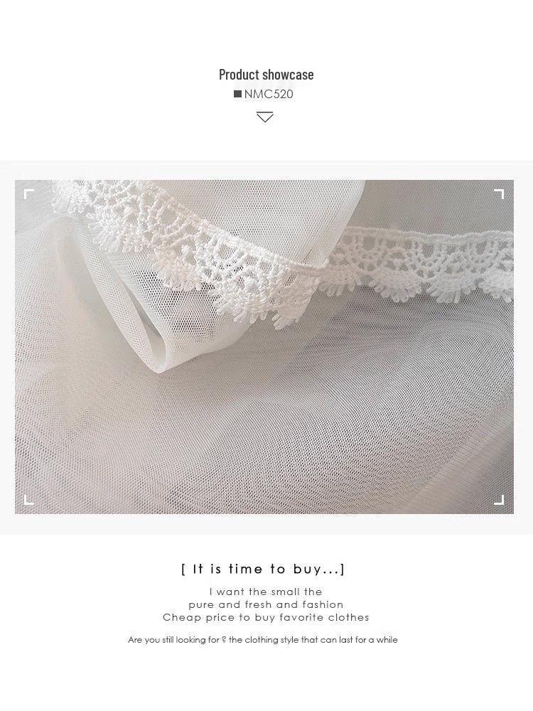 Irregular Lace Trim Mesh Midi Skirt for Women - Spring 2025 High-Waist A-Line Pleated Tiered Design.