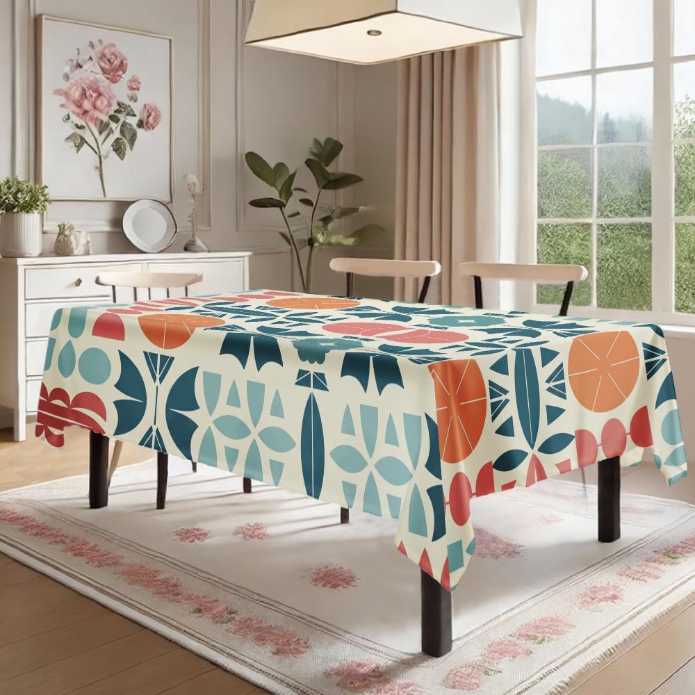 Geometric Floral Rectangle Table Cloth for Table Decor Kitchen Dining Waterproof Reusable Tablecloth for Table  Dining Room