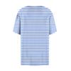 Women's Fashion Casual Short Sleeve Button Stripe Printed Round Neck Pullover Top