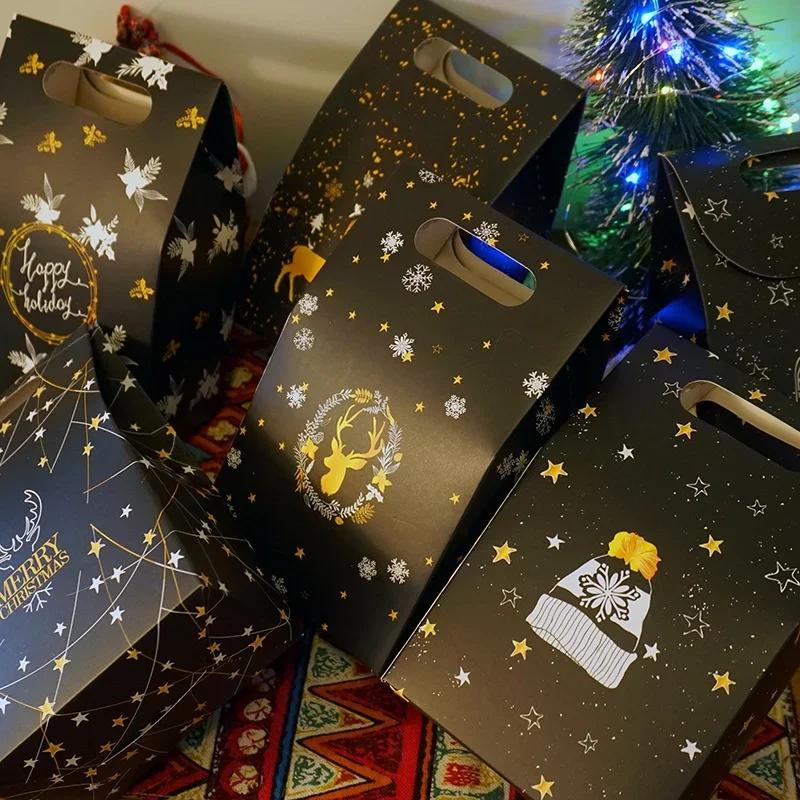 5pcs/set Christmas Gift Box Night Sky Deer Paper Bag Chocolate Biscuit Candy Box Christmas Decoration Gift Bag