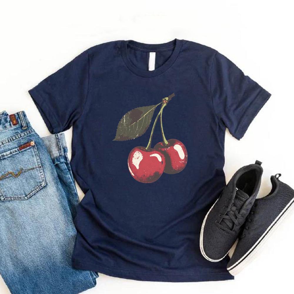 Vintage Kirschhemd T-Shirt Frucht T-Shirt Sommer Damen T-Shirts Freizeit Kurzarm T-Shirts Kirschliebhaber Geschenk Retro Damenbekleidung