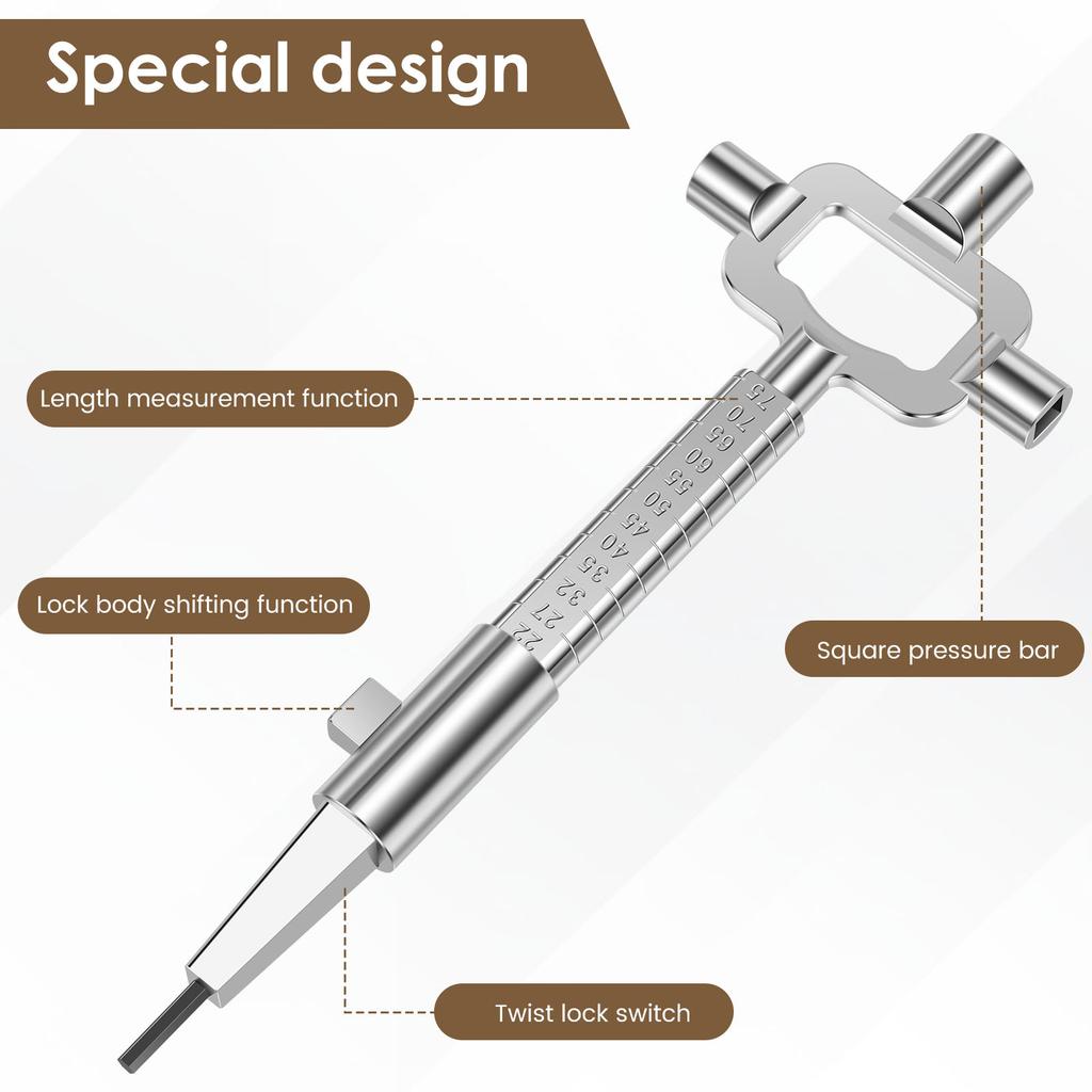 2 pcs metal multifunctional socket wrenches with measuring scales and universal structural keys suitable for inspection
