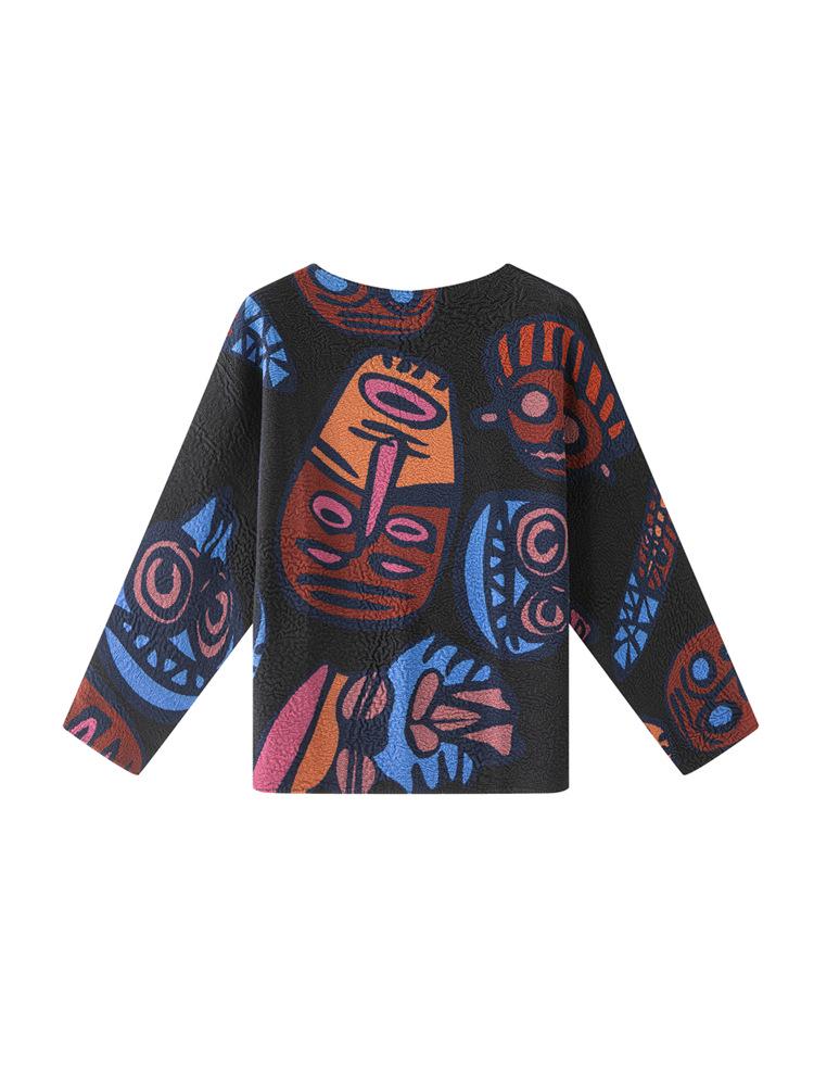 Miyake Style Pleated Long Sleeve Women s T-shirt - Elegant, Slimming, Fashionable, Flaw-Concealing, Age-Reducing Top One size