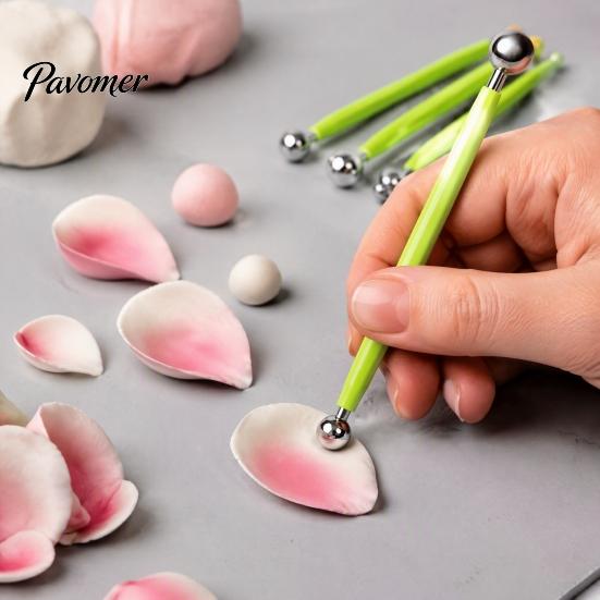 4 Size Clay Shaping Tool 4Pcs Polymer Set, Sculpting Stick with Stainless Rod Steel Ball, DIY Fondant Pottery Modeling Tools Art Craft Supplies