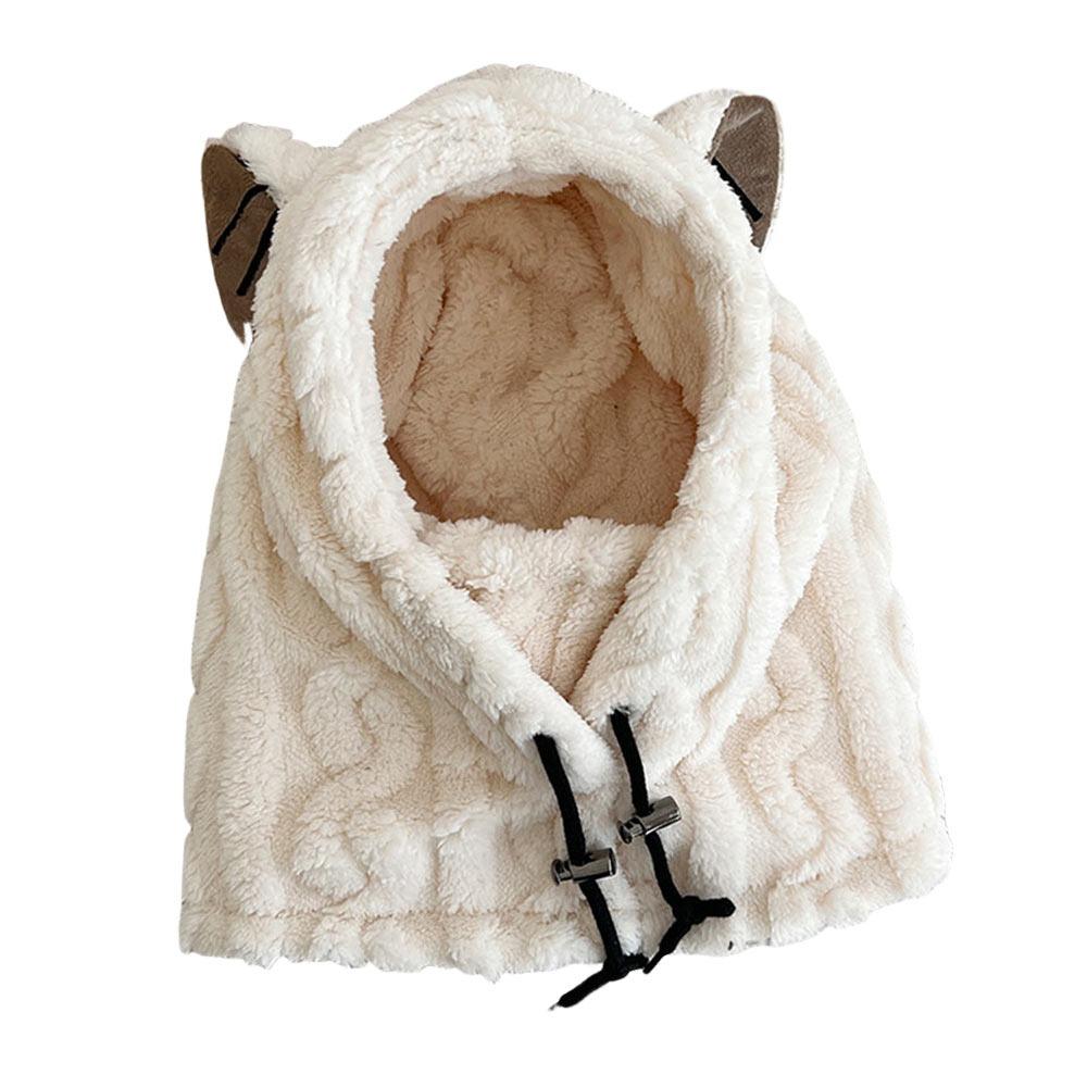 Windproof Winter Warm Hat Plush Mask Hat Scarf Set Casual Ear Protection Hat  Outdoor