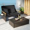 Outdoor Love Sofa Wi Storage Ottoman, 4-Level Adable Bkr and Ia Wood R, Outdoor Wier Daybed Wi Side Panels for Yard, De, Poolsi