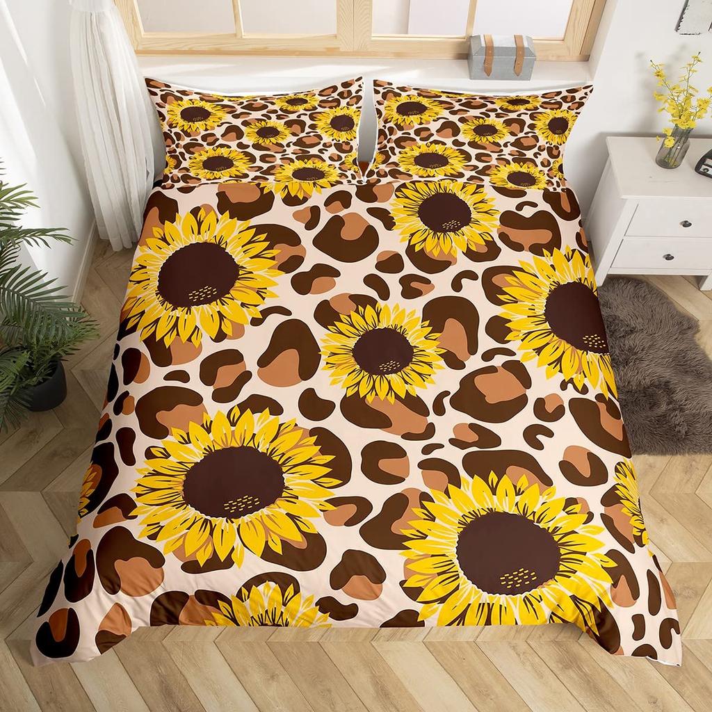 Gepardmønster King Queen Sengetøy Sett Sommerfugl Dynetrekk Dyrepels Dynetrekk Jungel Dyreliv Hud Polyester Dynetrekk