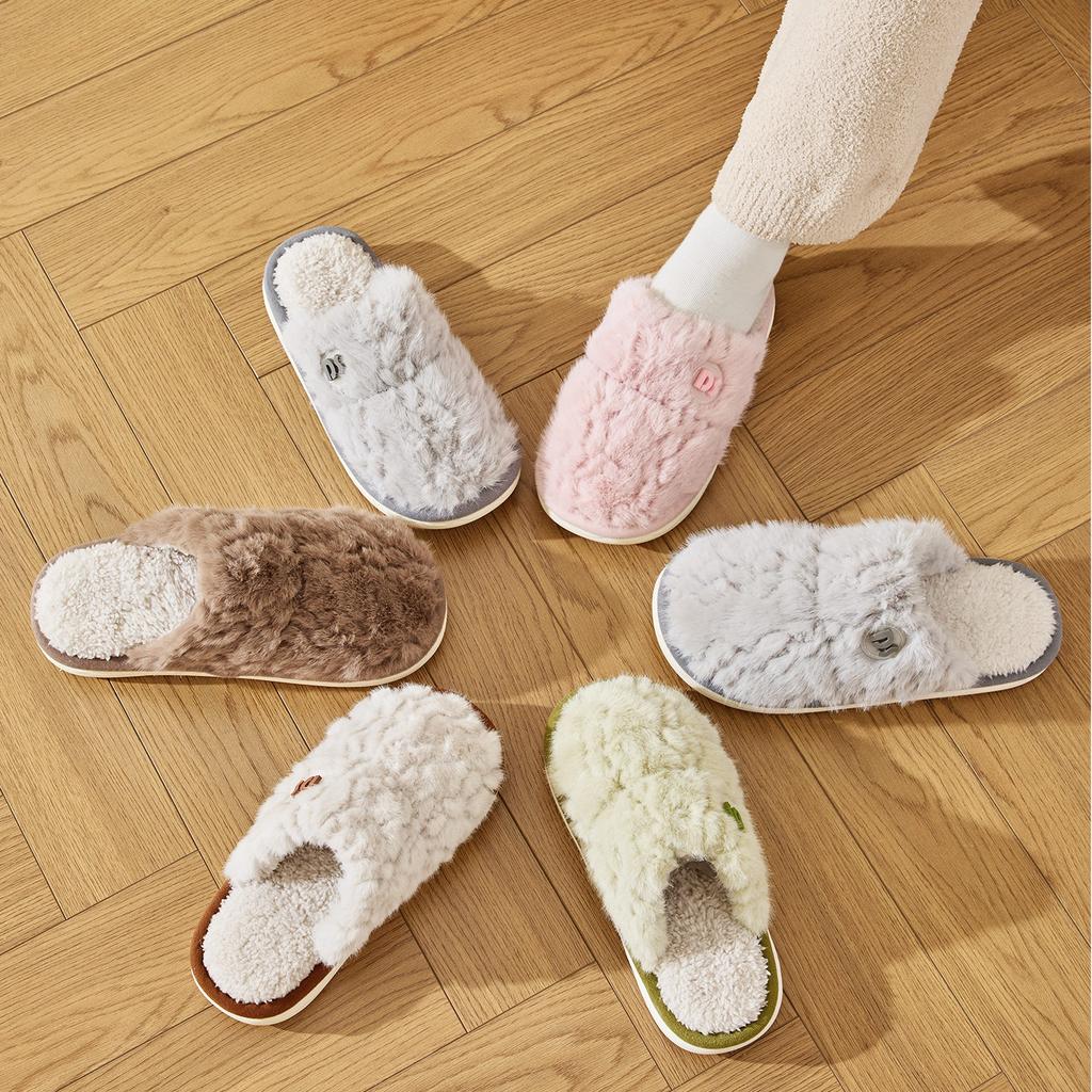Women Home Slippers Plush Warm Thick Bottom Slides Cute Soft Non-slip Slippers Indoor Outdoor Men Casual Slippers