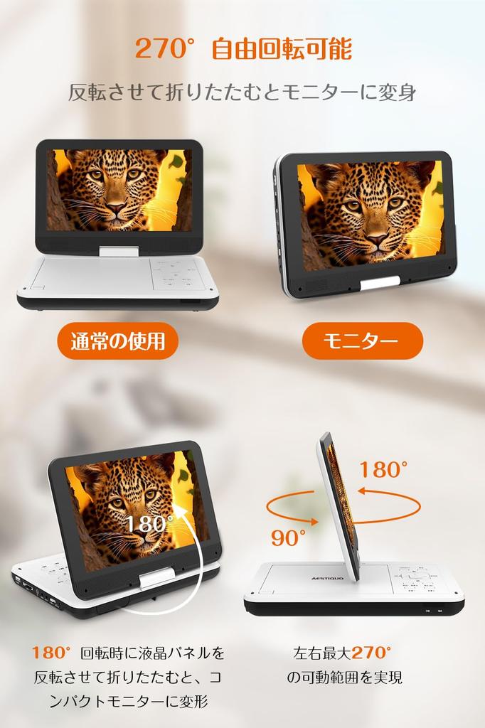 Portable DVD Player [Industry-First Type-C Fast Charging, Eye Protection Mode] 12.5" 10.5" LCD, Portable CD/DVD Player, Up To 5 Hours of Continuous Pl