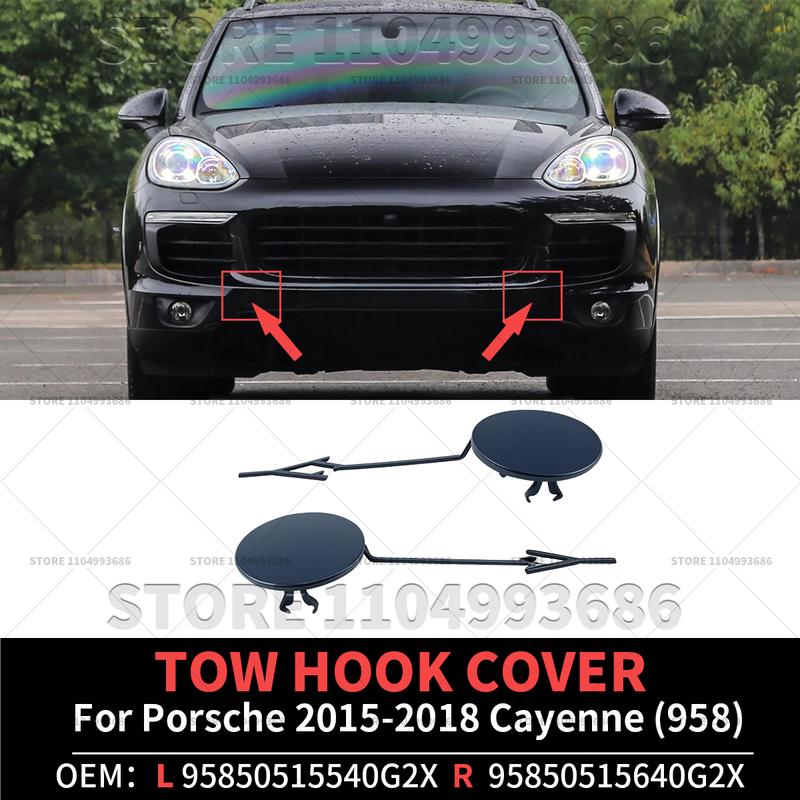 For 2015 2016 2017 2018 Porsche Cayenne (958) L&R Front Tow Hook Cover OEM 95850515540G2X 95850515640G2X 95850515540 95850515640