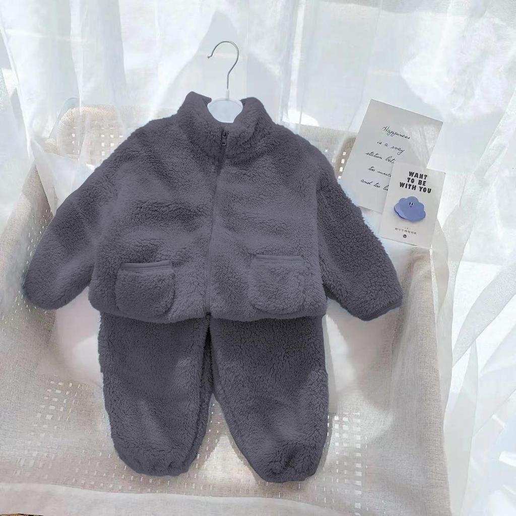 Kinder Korallenfleece Pyjama: Jungen Flanell Winter Warm Zweiteiliges Set