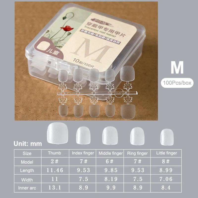 100 Pcs Kids Fake Nail Tips False Nails Press On Nails Coffin Artificial Nails Clear Fake Nail Tips For Extension Manicure Tool