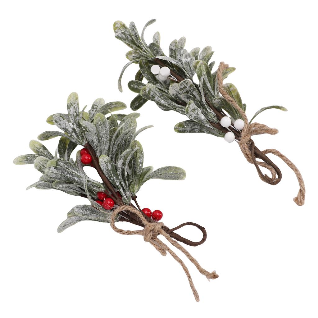 4PCS Artificial Mistletoe Pick 9.1 Inch Xmas Hanging Fake Mistletoe Ornament Decorations for   Xmas Tree Wreath Holiday Decoration