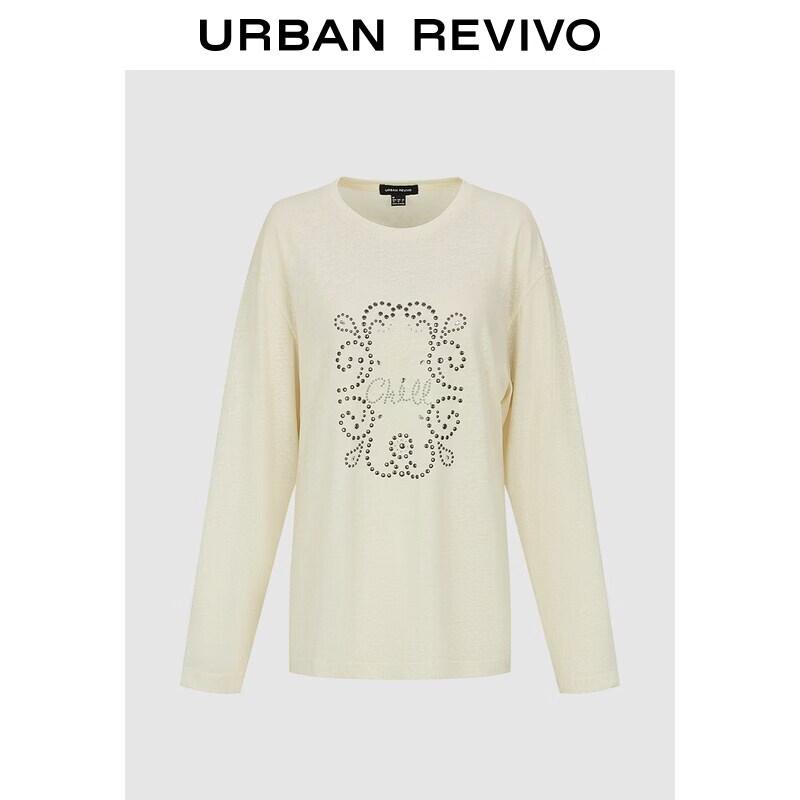 UR2026 Women s Beaded Rhinestone Long Sleeve T-Shirt L