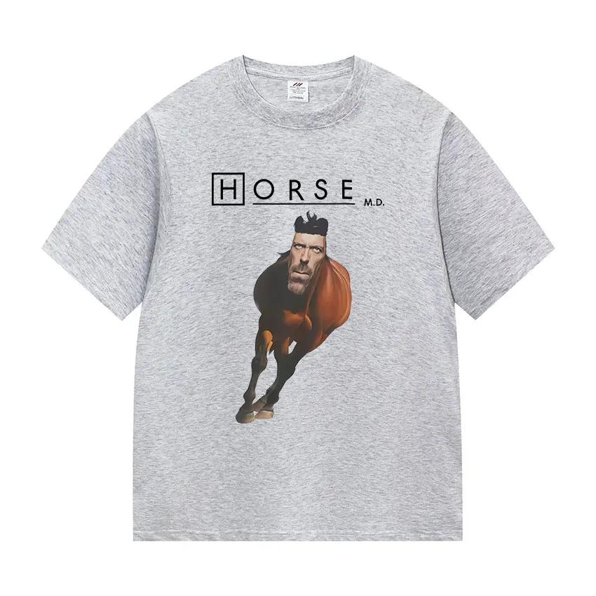 Horse_House MD Funny Meme Graphic T-shirt Mens Women Humor Style Short Sleeve T Shirts Casual Oversized High Quality Cotton Tees
