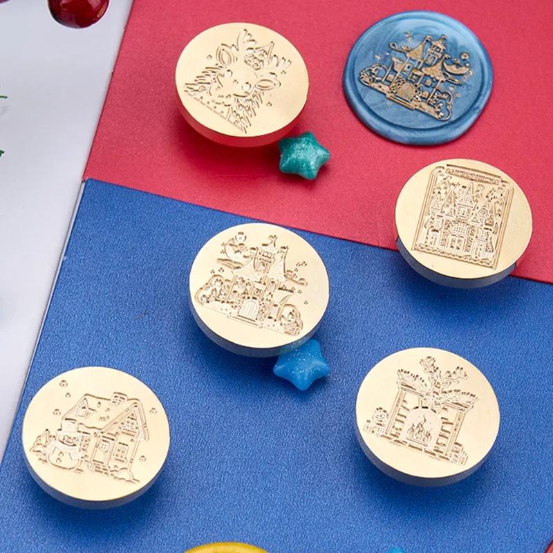 Siegellack Siegel Weihnachtsserie Siegel Dunhu Feuerfarbe Siegel Kupferkopf Massiv Messing Schnitzen Wachsgranulat