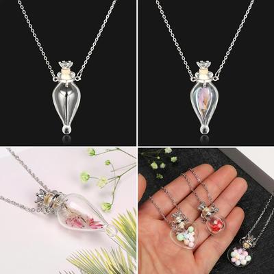 Chain Water Drop Heart Essential Oil Pendant Glaze Vial Necklace Perfume Jewellery Memorial Jewelry