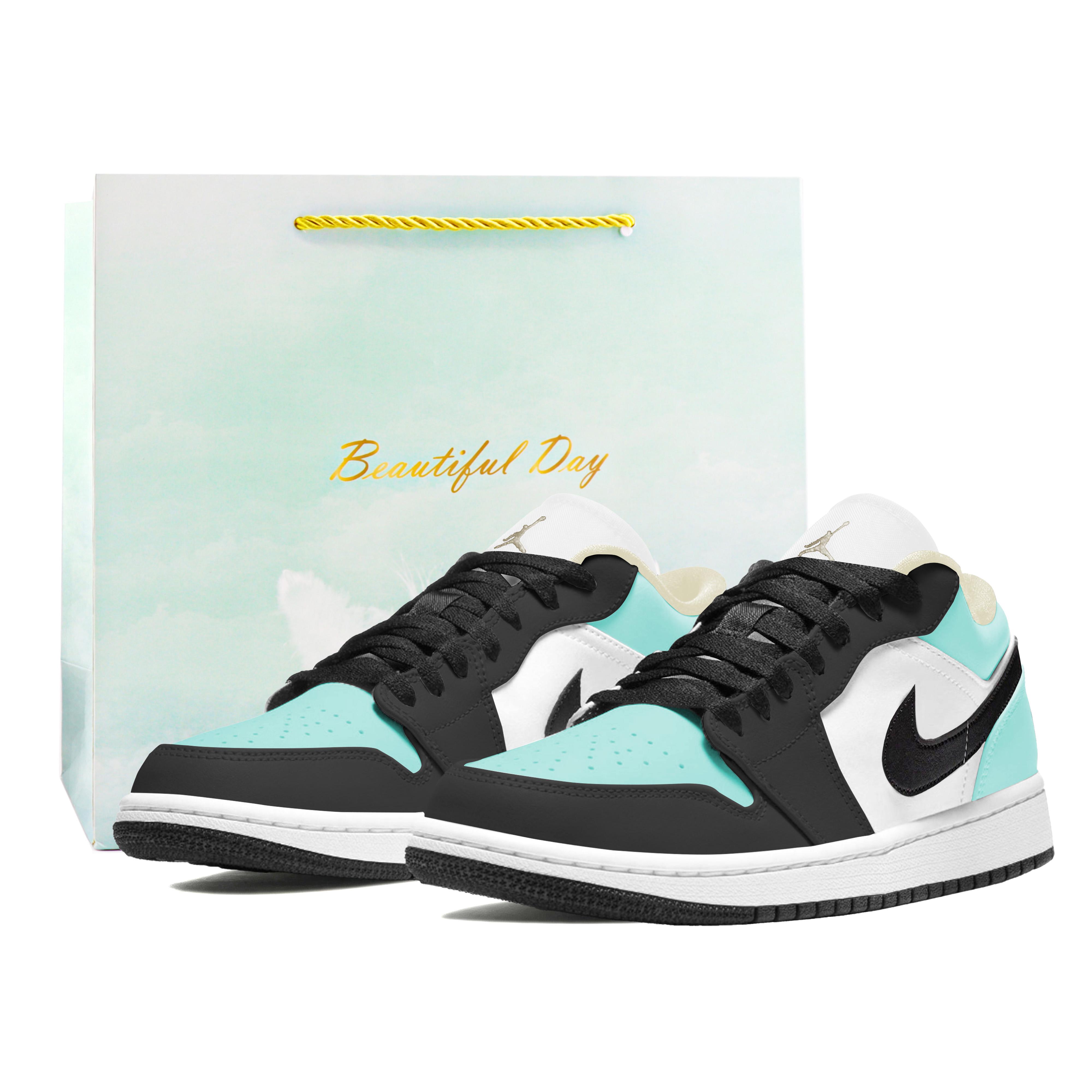 

Jordan Air Jordan 1 Abrasion Resistant Low top Vintage Basketball Shoes Unisex Black Blue 553558-153(Team1253-) 35.5
