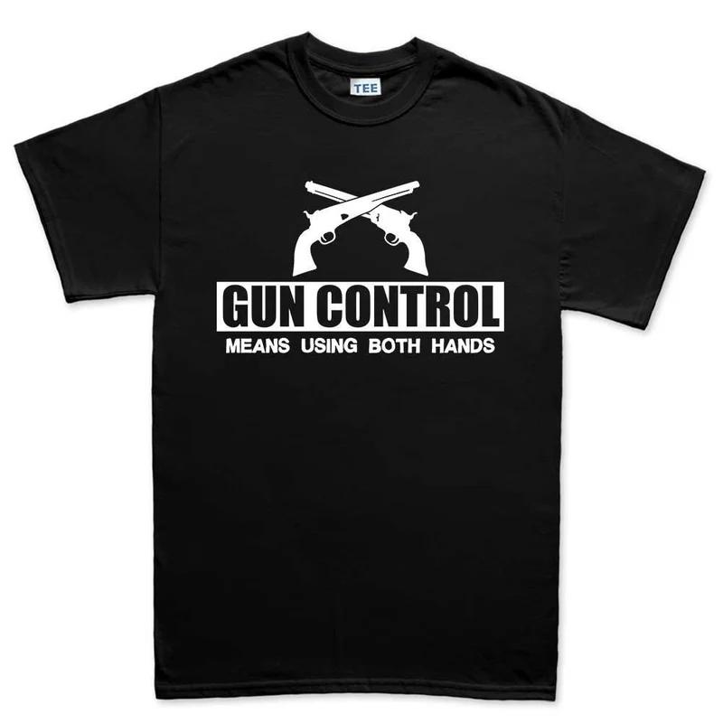 Black Cotton TShirt Guns Western Style Unisex Fitness Muscle Casual Vintage S