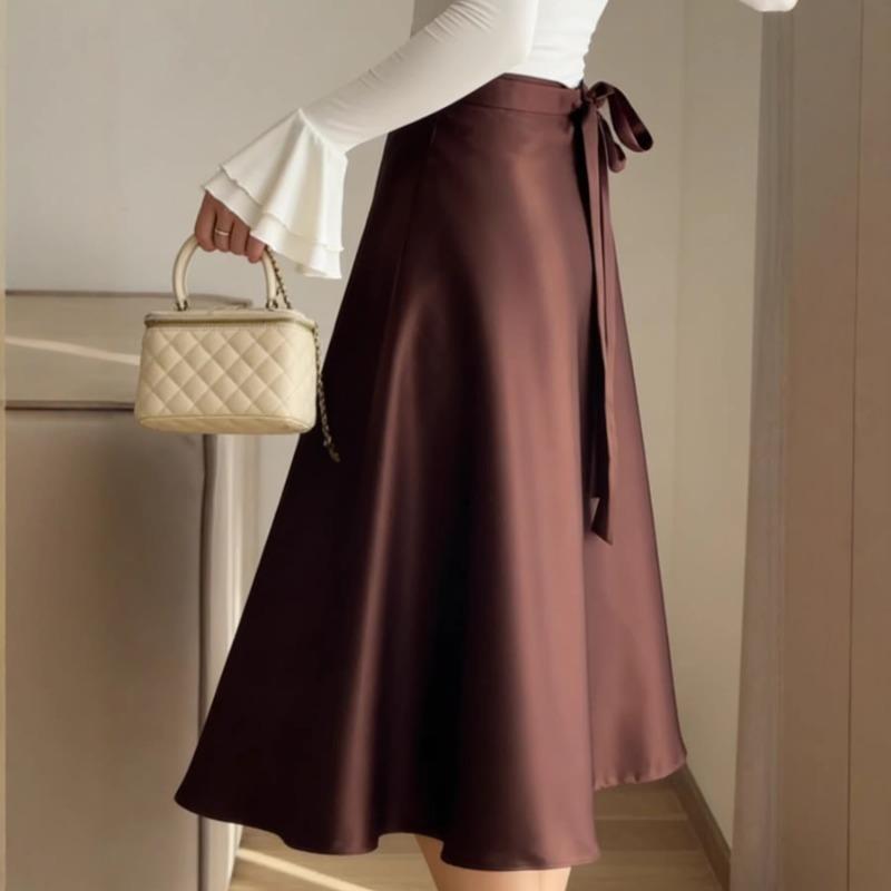 New Spring and Summer Women's Casual Daily Elegant Commuting Solid Color Long Skirt