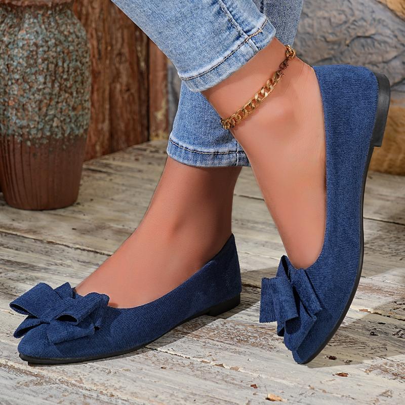 Bow-knot Flat Shoes, Simple Low-cut Work Shoes, Fashion Banquet Pointed-toe Flat Women's Shoes