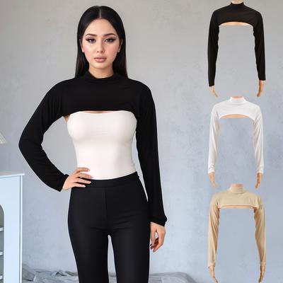 3 Stuks Elastisch Modaal Katoen Volle Hals Kraag Mouw Vrouw Moslim Lange Armhoes Bolero Schouder Oversleeve Zonwerende Draagmouwen