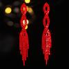 Nicht verblassende lange rote Ohrringe mit Fransen