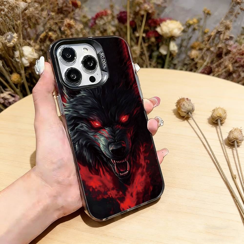 The Wolf Phone Case For iPhone 17,16,15,14,13,12,11 Plus,Pro Max,XS,Colorful Silver Phone Case Funda Cover