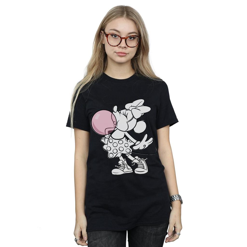 Disney Womens/Ladies Minnie Mouse Gum Bubble Cotton Boyfriend T-Shirt