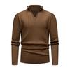 Half Zip Stand Collar Men Solid Color Casual Knitted Pullover Sweater