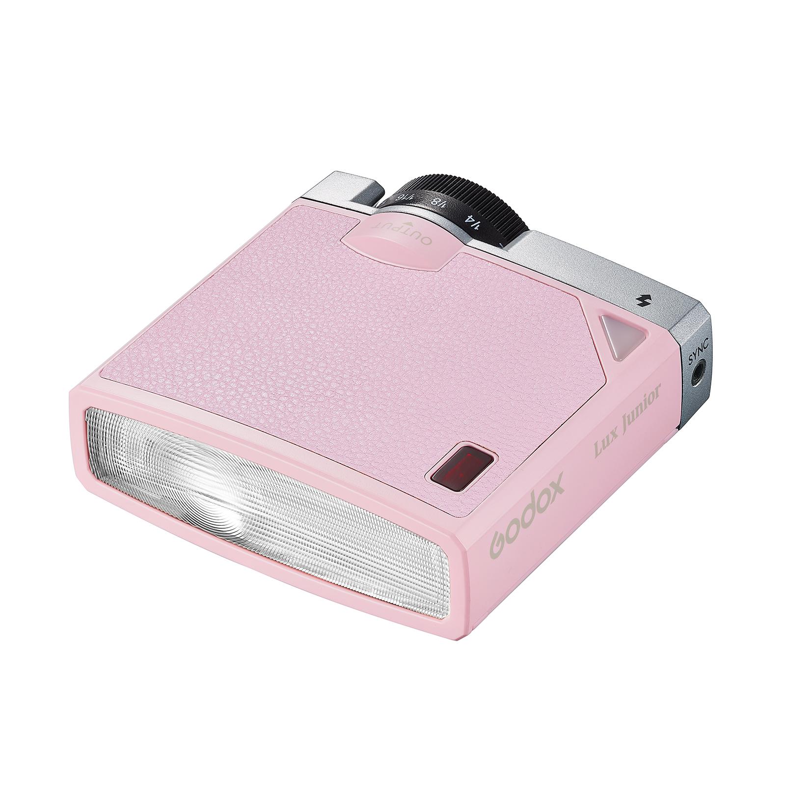 

Вспышка для камеры Godox Lux Junior Retro GN12, 6000K, цветовая температура, автоматический и ручной режимы, вспышка 1/1–1/64 розовый